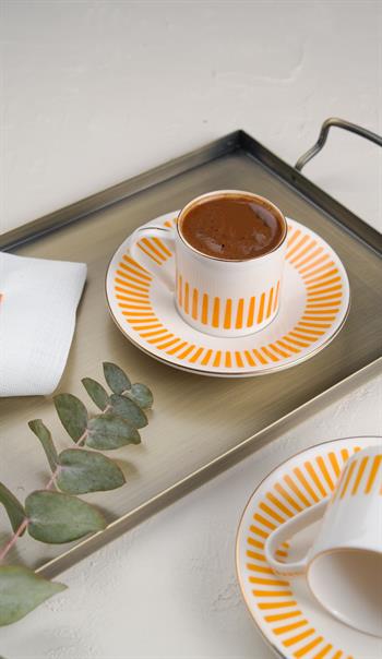 Porser Alya Turuncu Kahve Fincan Takımı 2 Kişilik 4 Parça