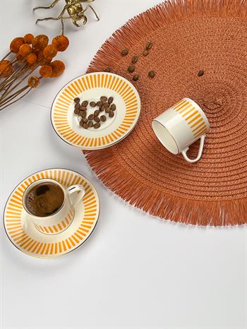 Porser Alya Turuncu Kahve Fincan Takımı 2 Kişilik 4 Parça