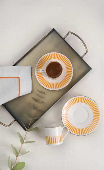 Porser Alya Turuncu Kahve Fincan Takımı 2 Kişilik 4 Parça