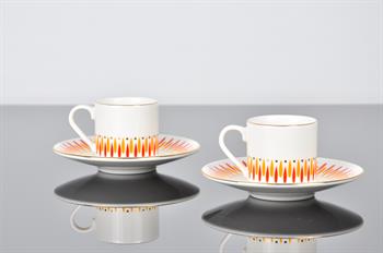 Porser Palm Turuncu Kahve Fincan Takımı 2 Kişilik 4 Parça
