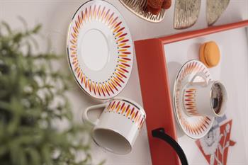 Porser Palm Turuncu Kahve Fincan Takımı 2 Kişilik 4 Parça