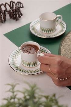 Porser Palm Yeşil Kahve Fincan Takımı 2 Kişilik 4 Parça