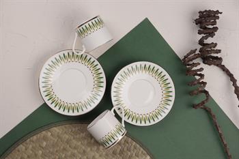 Porser Palm Yeşil Kahve Fincan Takımı 2 Kişilik 4 Parça