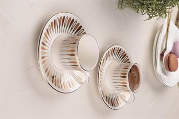 Porser Pera Kahverengi Kahve Fincan Takımı 2 Kişilik 4 Parça