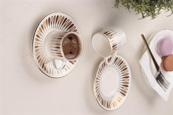 Porser Pera Kahverengi Kahve Fincan Takımı 2 Kişilik 4 Parça