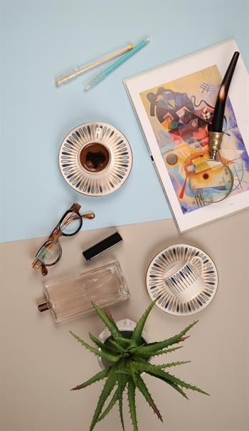 Porser Pera Mavi Kahve Fincan Takımı 2 Kişilik 4 Parça