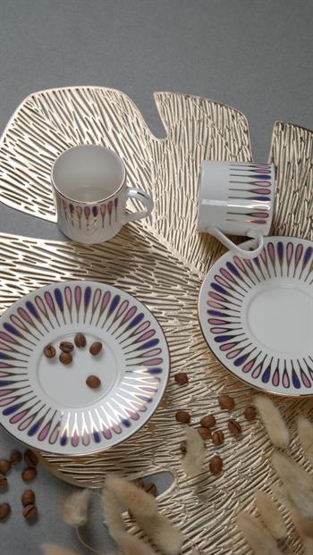 Porser Pera Mor Kahve Fincan Takımı 2 Kişilik 4 Parça