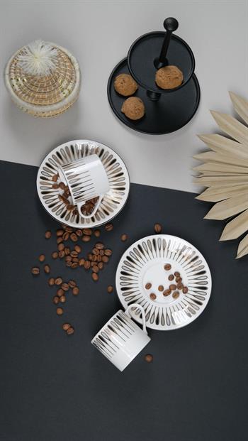 Porser Pera Siyah Kahve Fincan Takımı 2 Kişilik 4 Parça