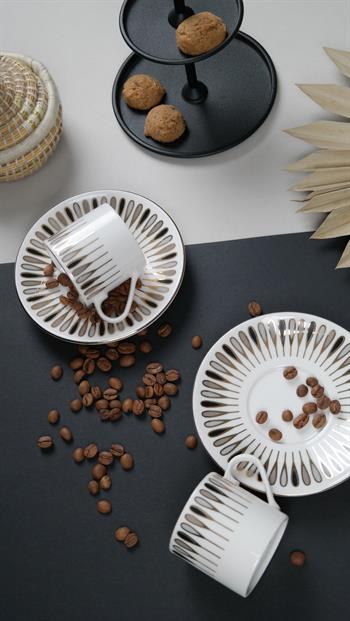 Porser Pera Siyah Kahve Fincan Takımı 2 Kişilik 4 Parça