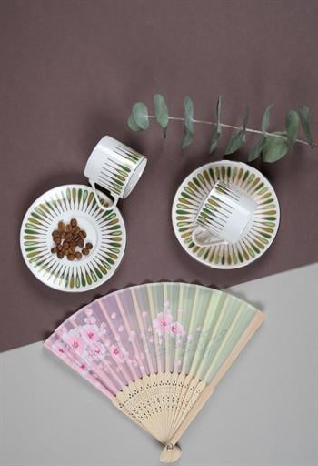 Porser Pera Yeşil Kahve Fincan Takımı 2 Kişilik 4 Parça