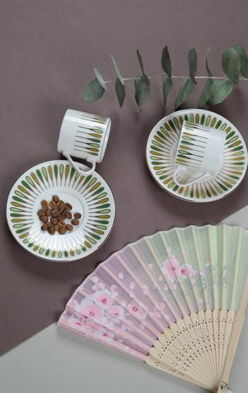 Porser Pera Yeşil Kahve Fincan Takımı 2 Kişilik 4 Parça