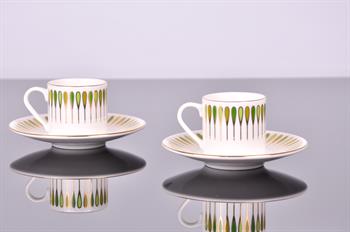 Porser Pera Yeşil Kahve Fincan Takımı 2 Kişilik 4 Parça