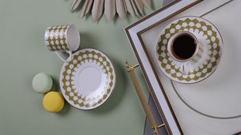 Porser Peyda Açık Yeşil Kahve Fincan Takımı 2 Kişilik 4 Parça