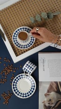 Porser Peyda Koyu Mavi Kahve Fincan Takımı 2 Kişilik 4 Parça