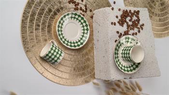 Porser Peyda Koyu Yeşil Kahve Fincan Takımı 2 Kişilik 4 Parça