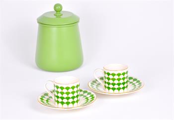 Porser Peyda Koyu Yeşil Kahve Fincan Takımı 2 Kişilik 4 Parça