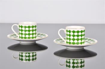 Porser Peyda Koyu Yeşil Kahve Fincan Takımı 2 Kişilik 4 Parça