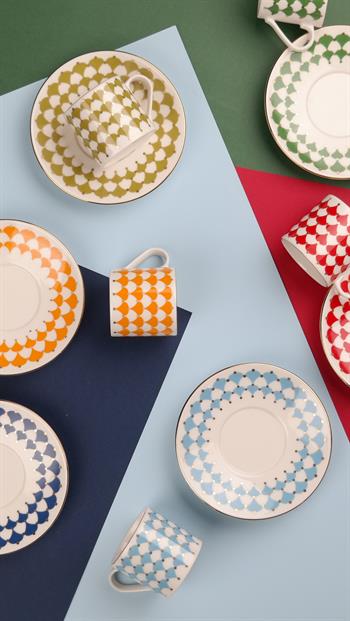 Porser Peyda Mix Kahve Fincan Takımı  6 Kişilik 12 Parça