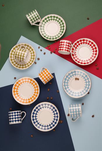 Porser Peyda Mix Kahve Fincan Takımı  6 Kişilik 12 Parça