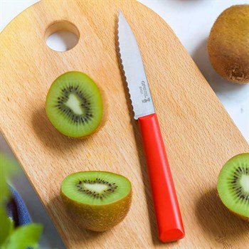 Opinel Essentiels Soyma Bıçak Tırtıklı - Kırmızı