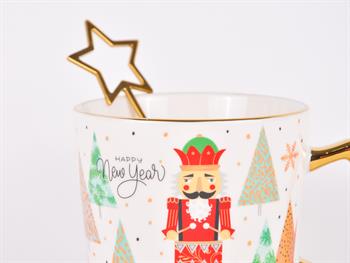 Tohana Altın Kaşıklı Yeni Yıl Porselen Kupa-Kurşun Asker 3