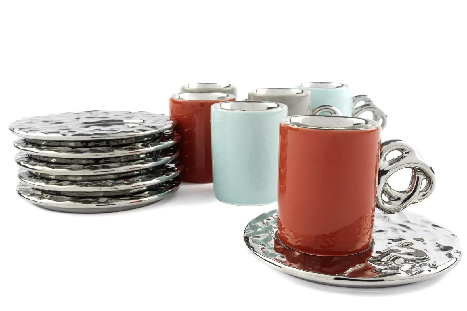 TANIMSIZMikasa Moor Lalin Silver 3Renkli Asorti Silver 6lı Kahve Fincanı Seti 90cc | Karabaş Home

