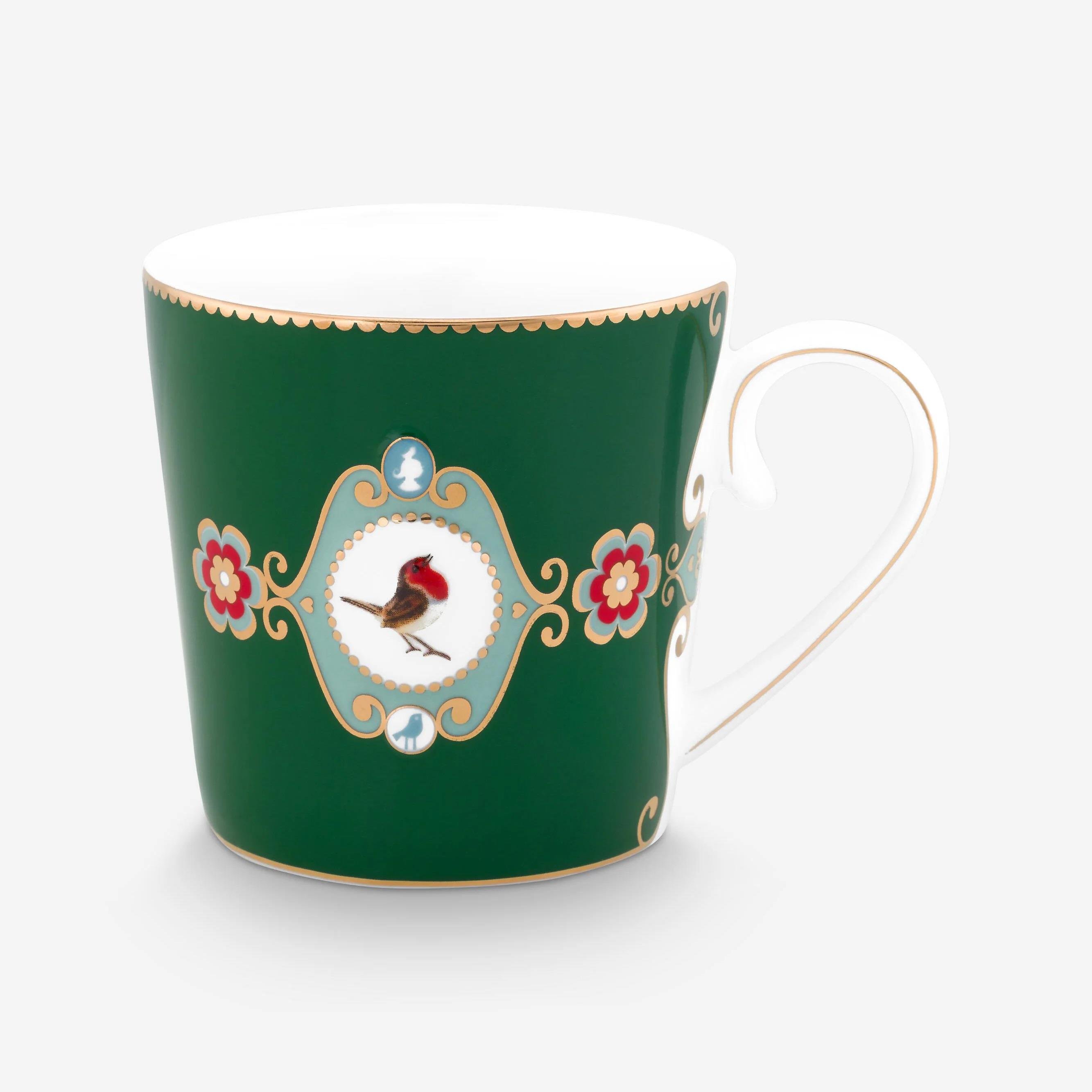 Pip StudioPip Studio Love Birds Koyu Yeşil Madalyon Desenli Mug 250 ml | Karabaş Home
