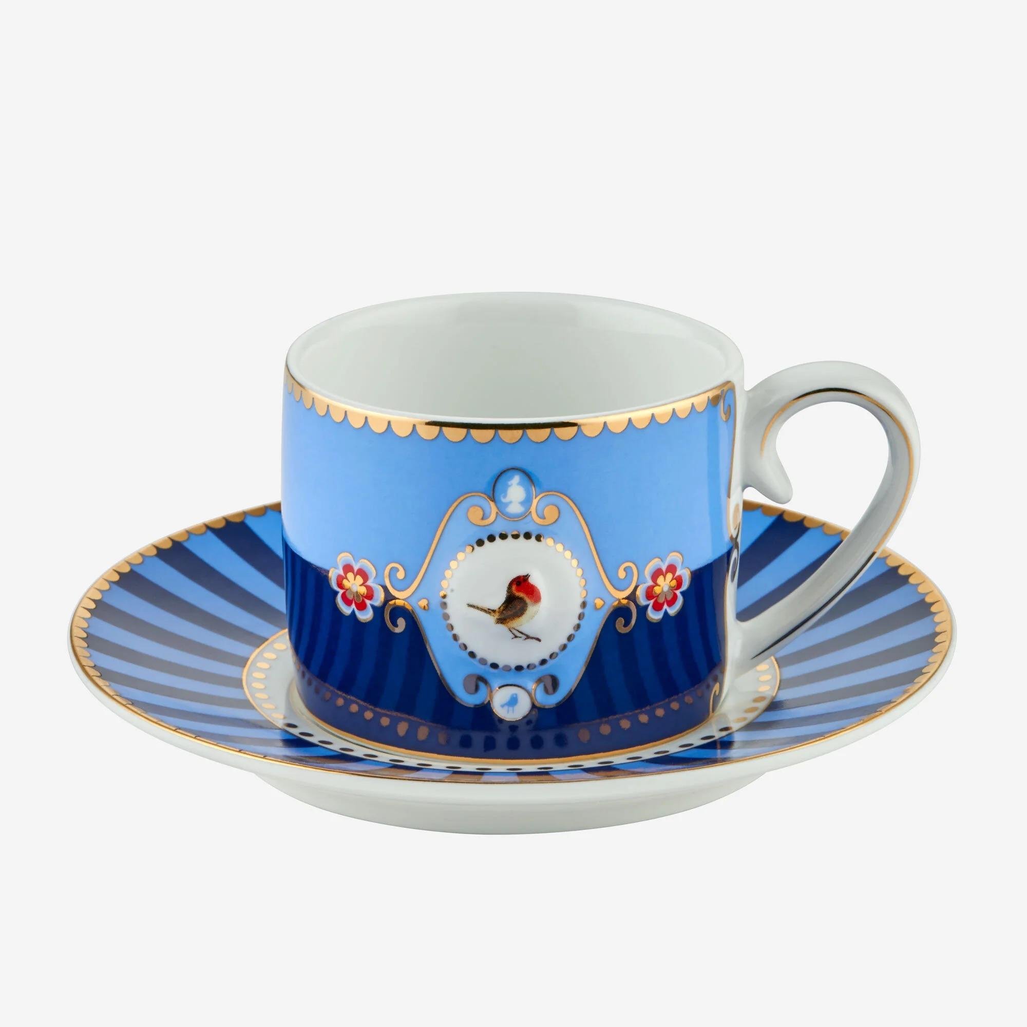 Pip StudioPip Studio Love Birds Mavil Madalyon Desenli Kuşlu Kahve Fincanı 100  ml | Karabaş Home