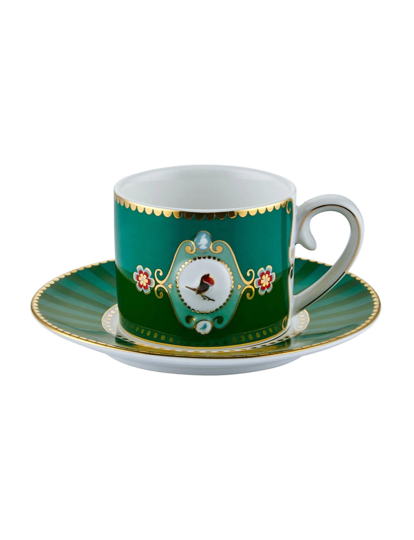 Pip StudioPip Studio Love Birds Yeşil Madalyon Desenli Kuşlu Kahve Fincanı 125  ml | Karabaş Home
