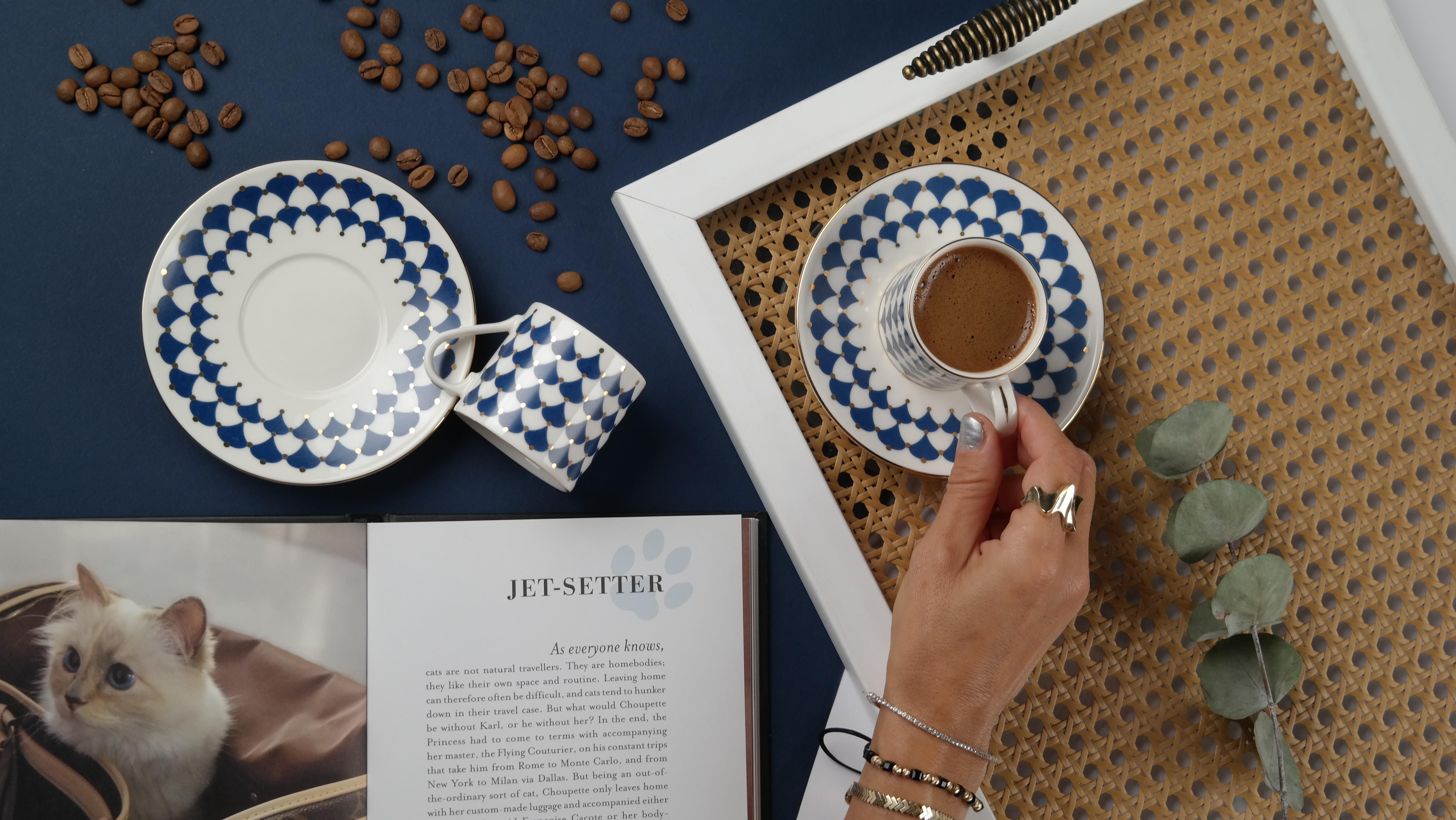 PorserPorser Peyda Koyu Mavi Kahve Fincan Takımı 2 Kişilik 4 Parça | Karabaş Home
