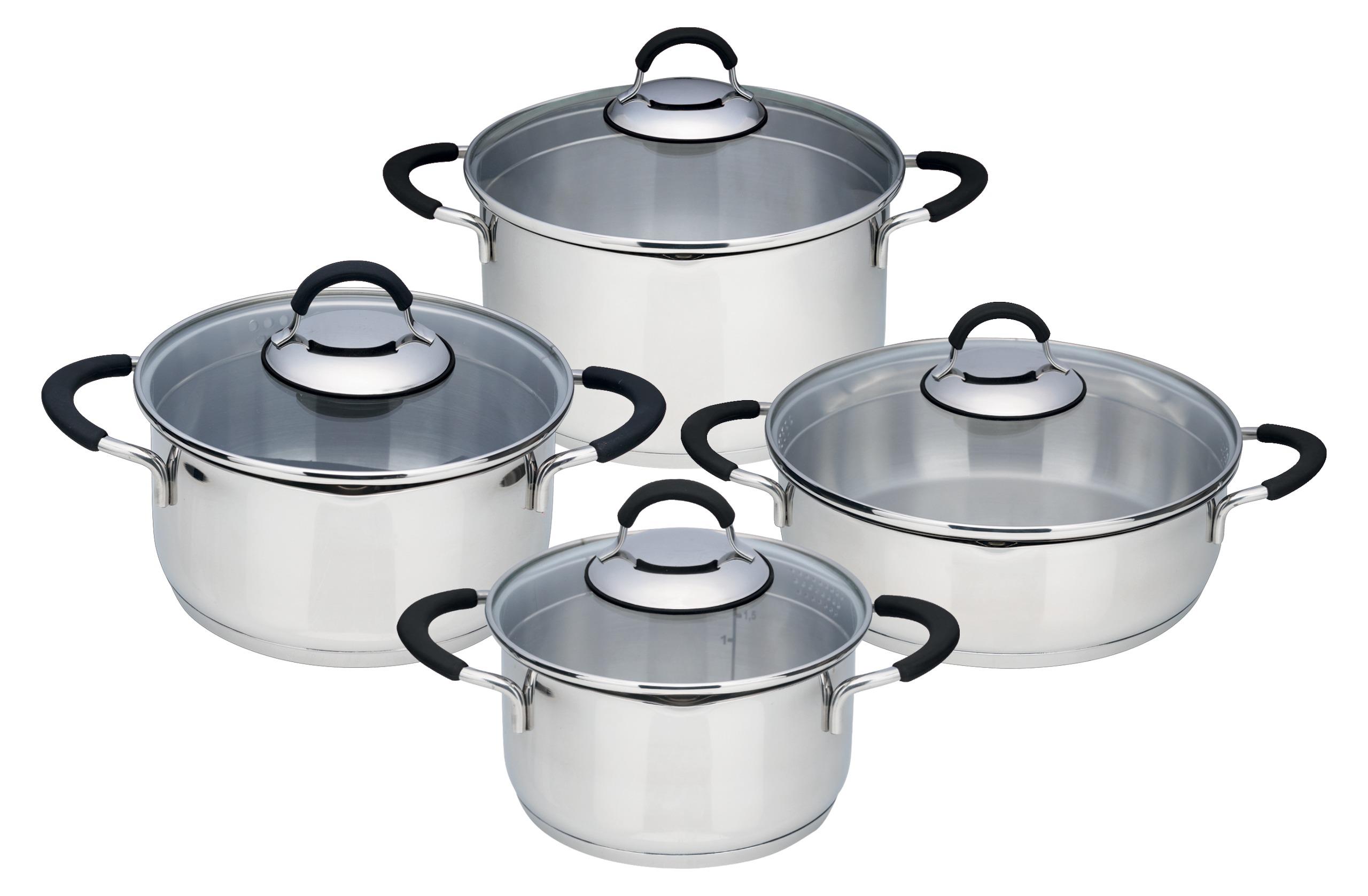 Queen 8 Parça Silikon Kulplu Çelik Tencere Seti | Karabaş Home