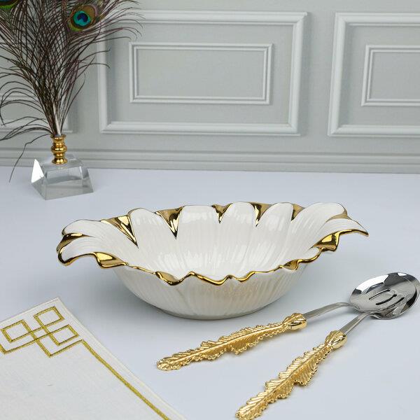 Roy KingRoy King Flora Gold Oval Derin Sunum Tabak 32*18*8 | Karabaş Home
