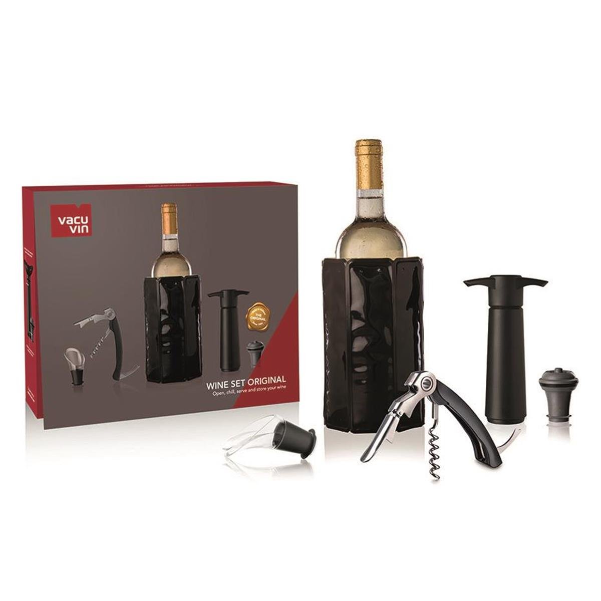 Vacu Vin-3890260-Vacu Vin Şarap Seti, Orijinal (5 Parça), Kutulu