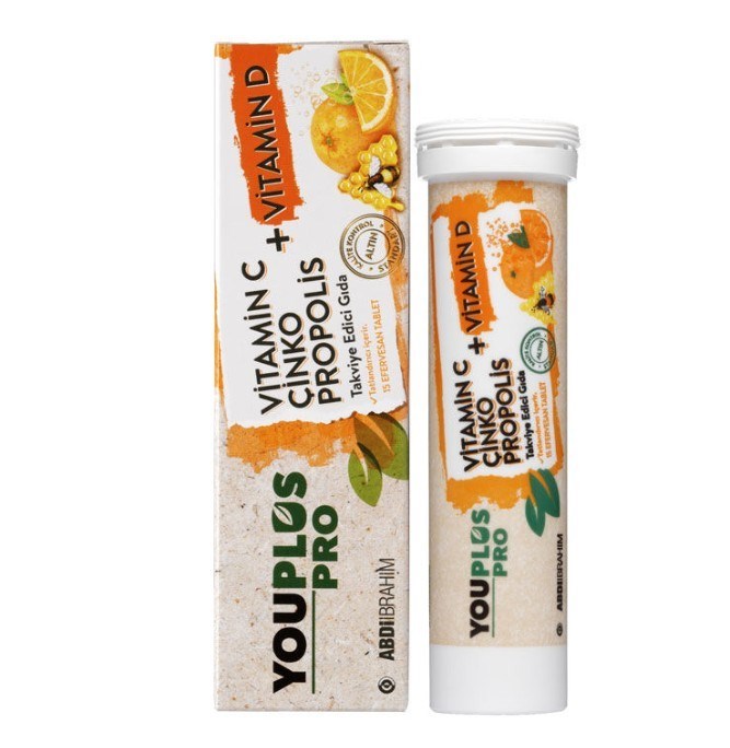 ABDİ İBRAHİMVİTAMİN-MİNERALLERYouplus Pro Vitamin C D Çinko Propolis 15 Efervesan Tablet
