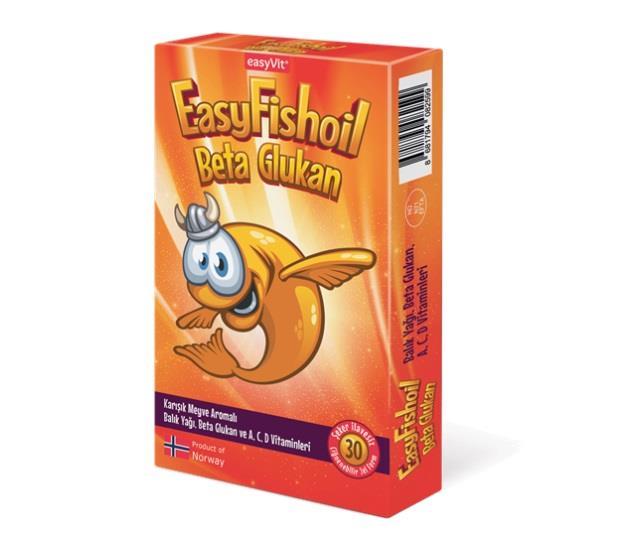 EASYVİTÇOCUKLAR İÇİN BESİN TAKVİYELERİEasyvit Easyfishoil Beta Glukan Çiğnenebilir Jel Form 30 Adet