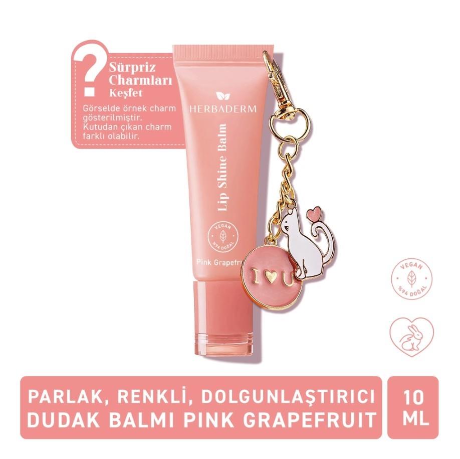HerbadermDUDAK BAKIM ÜRÜNLERİHerbaderm Parlak Dudak Balmı Pembe Greyfurt Aromalı 10 ml (Charm Hediyeli)