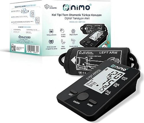 NİMOTANSİYON ALETLERİNimo Tansiyon Aleti Konuşan Koldan Ölçer Otomatik DBP-1318