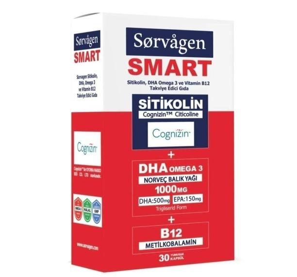 SORVAGENVİTAMİN-MİNERALLERSorvagen Smart Sitikolin DHA Omega 3 ve B12 30 Kapsül