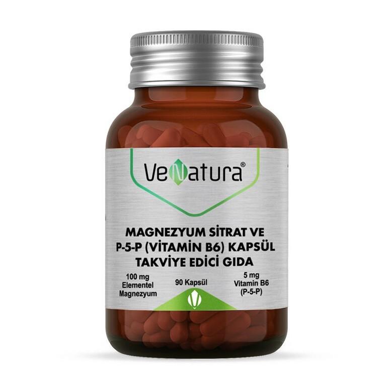 VENATURAVİTAMİN-MİNERALLERVenatura Magnezyum Sitrat ve P-5-P Vitamin B6 90 Kapsül