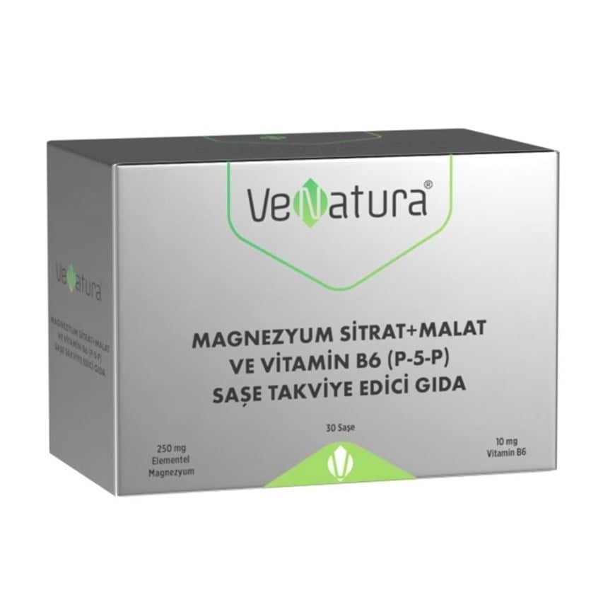 VENATURAVİTAMİN-MİNERALLERVenatura Magnezyum Sitrat Malat ve Vitamin B6 P-5-P 30 Saşe