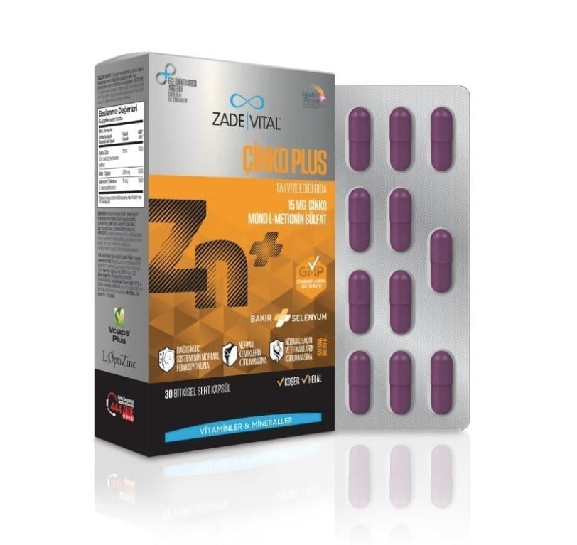 ZADE VİTALVİTAMİN-MİNERALLERZade Vital Çinko Plus 30 Kapsül