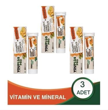 ABDİ İBRAHİMVİTAMİN-MİNERALLERYouplus Pro Vitamin C D Çinko Propolis 15 Efervesan Tablet 3 Adet