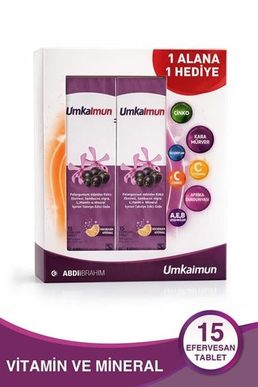 ABDİİBRAHİMVİTAMİN-MİNERALLERUmkaimun 15 Efervesan Tablet - 1+1 İkincisi Hediye