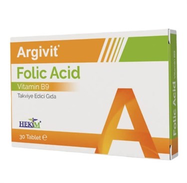 ARGIVITVİTAMİN-MİNERALLERArgivit Folik Asit Vitamin B9 İçeren Takviye Edici Gıda 30 Tablet