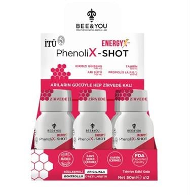 BEE & YOUVİTAMİN-MİNERALLERBee & You Phenolix Energy x Shot Vitamin+Taurin 50 ml - 12'li Stant