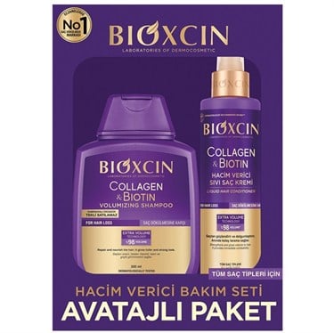 BİOXCİNSAÇ BAKIM ÜRÜNLERİBioxcin Collagen & Biotin Hacim Verici Bakım Seti - Şampuan 300 ml + Sıvı Saç Kremi 200 ml