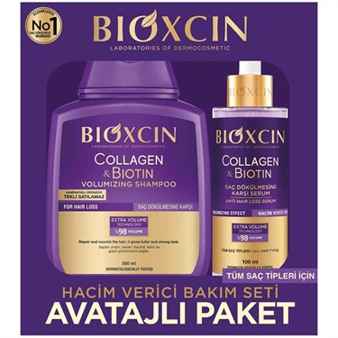 BİOXCİNSAÇ BAKIM ÜRÜNLERİBioxcin Collagen & Biotin Hacim Verici Bakım Seti - Şampuan 300 ml + Serum 100 ml