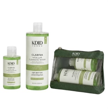 KDIDCİLT BAKIM ÜRÜNLERİKdid Miceller Water for Oily Skin Types akyaj Temizleme Suyu Seti Yağlı Ciltler Clariva 400+100 ml - Yeşil