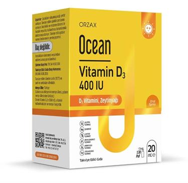 ORZAXVİTAMİN-MİNERALLEROrzax Ocean Vitamin D3 Sprey 400 IU 20 ML
