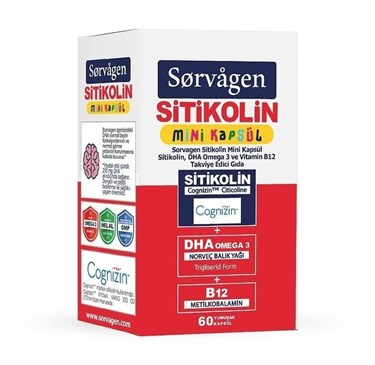 SORVAGENOMEGA-3 / BALIK YAĞLARISorvagen Sitikolin DHA Omega-3 ve B12 60 Mini Kapsül
